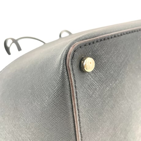 KATE SPADE New York ベージュ&ブラック レザー トートバッグ