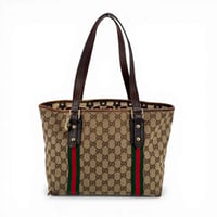 GUCCI GGキャンバス シェリーライン ベージュ トートバッグ