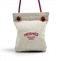 HERMES アリーヌPM セリエ トワル シェブロン キャンバス 巾着 トートバッグ レッド ヴィンテージ