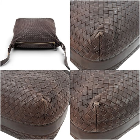 BOTTEGA VENETA イントレチャート パテントレザー ブラウン ショルダーバッグ