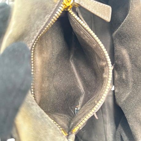 MIU MIU ギャザー ショルダーバッグ ラムスキン グレー