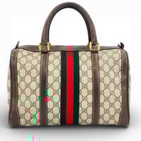 GUCCI GGキャンバス ベージュ シェリーライン イタリア製 レディース ボストンバッグ