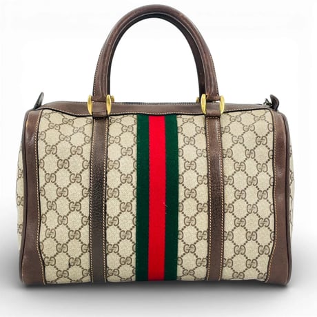 GUCCI GGキャンバス ベージュ シェリーライン イタリア製 レディース ボストンバッグ