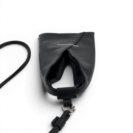 Maison Margiela ブラックレザー フォンポーチ ショルダー 4ステッチ