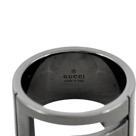 GUCCI ブラックコーティング スターリング シルバー ブランド G リング