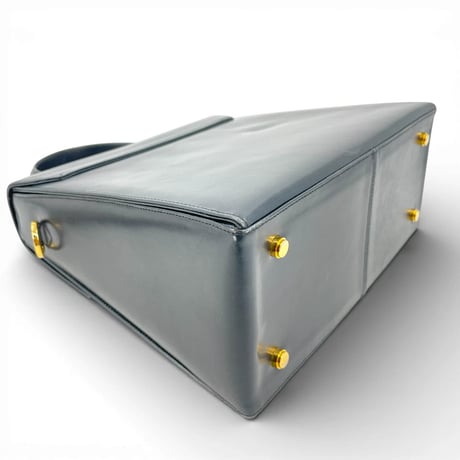 Ferragamo ガンチーニ ゴールドメッキ ネイビー レザー 2WAY ハンドバッグ