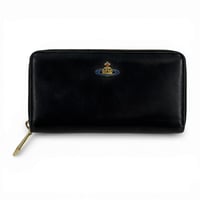 Vivienne Westwood ブラック レザー ラウンド ジッピーウォレット