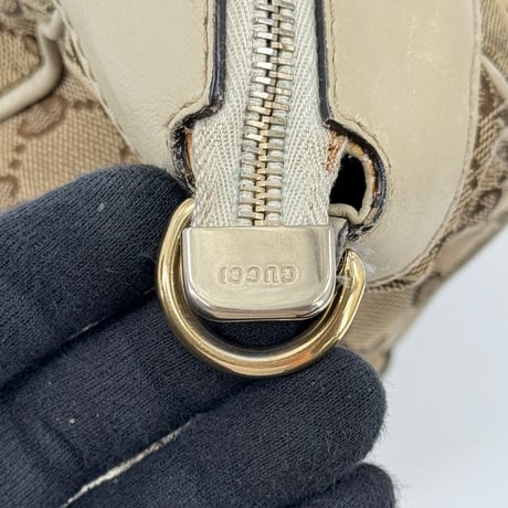 GUCCI GGキャンバス ベージュ×ホワイト シェリーライン 2WAY