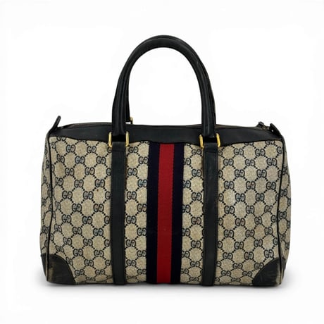 GUCCI GGスプリーム シェリーライン ベージュ ボストンバッグ