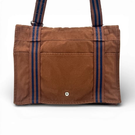 HERMES ブラウン キャンバス エールライン バサス MM ユニセックス ショルダーバッグ