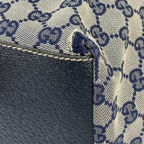 GUCCI ミニハンドバッグ GG シェリーライン ネイビー ウェビング 131228 496393
