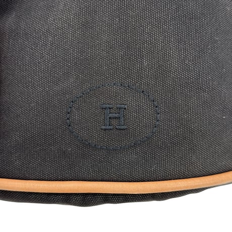 HERMES ポロションミミルPM 巾着バッグ ブラック キャンバス