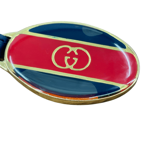 GUCCI　キーホルダー　GG　ネービーｘゴールド