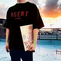 (2月発送)モリザベス 9.1オンス AGENT ビッグシルエットTシャツ 黒/赤インク