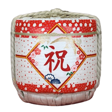 鏡開きセット　酒樽（空樽）＋木槌　沢の鶴　36l詰め上底18l 空樽蓋取れ4斗(72L)上げ底18L寿花柄 鏡開き樽酒 酒樽 : 樽吉枡子