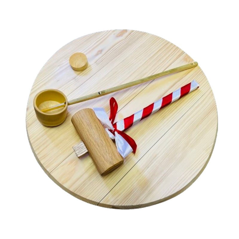 オリジナルラベル（フレーム付き）菰樽 4斗【PP製】鏡開きセット/紅白