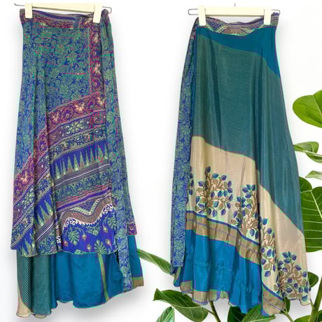 CATEGORY インドサリーリバーシブルロング丈巻きスカート | BOHO