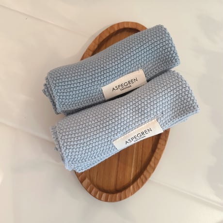 ASPEGEN Denmark ディッシュクロス（ニット編み２枚組 ライトブルー＆モスブルー）
