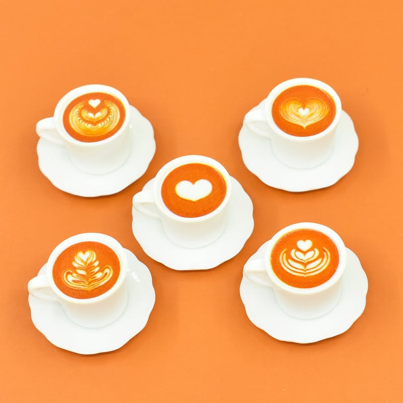 ミニチュアコーヒーラテ カフェラテ ソーサー付き 2点セット 5種