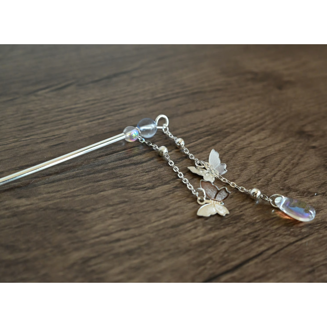 かんざし 蝶 銀×虹色 | 内藤商店