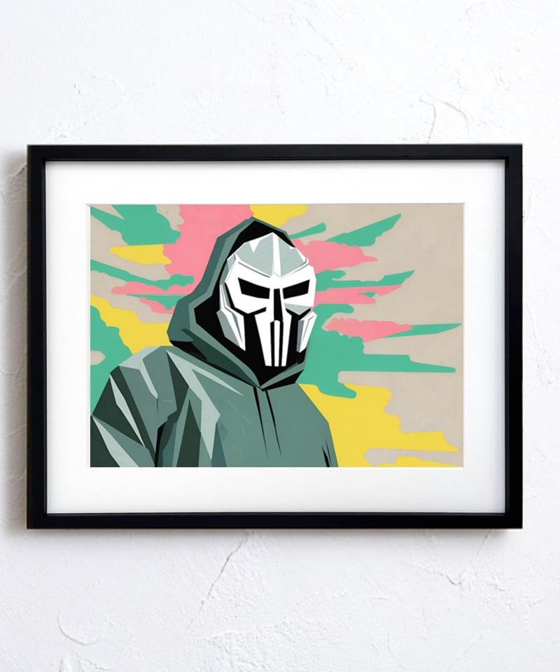 MF Doom｜伝説的MCへ敬意を込めたマスクアートポスター｜ストリート感