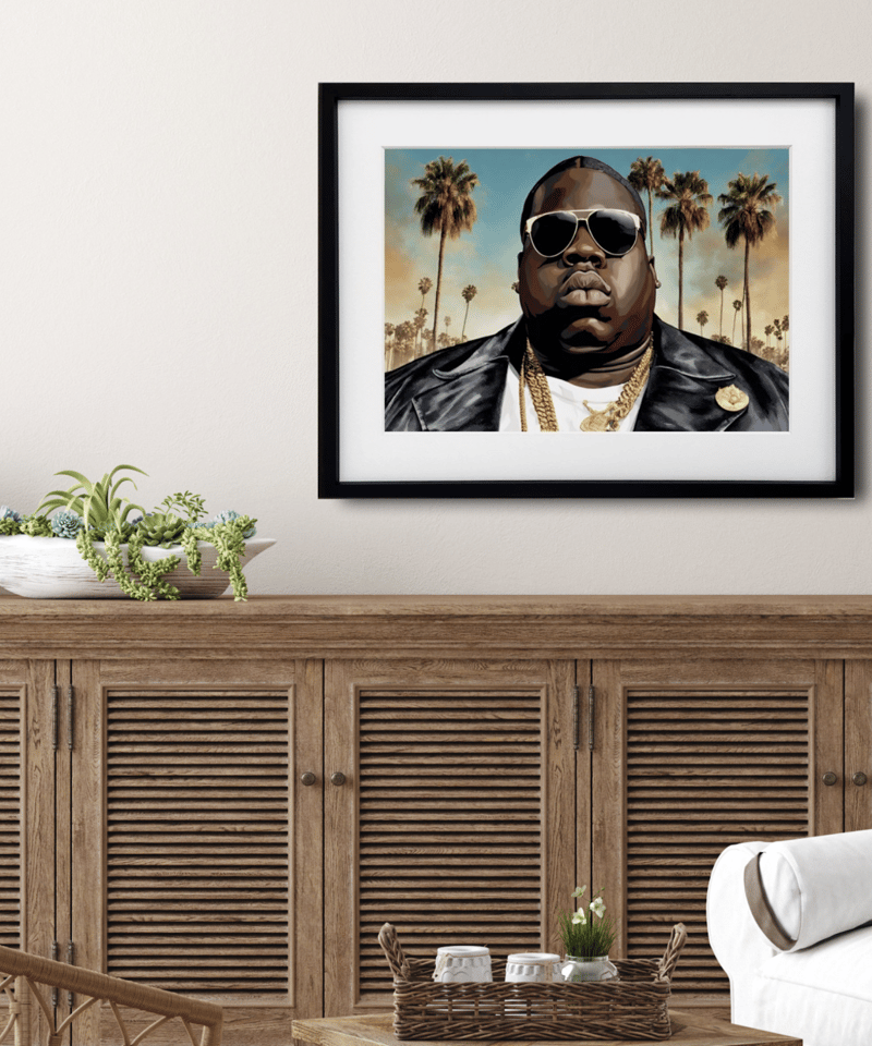 RAP MADE ヒップホップポスター ビギー 浮世絵風 額縁付き