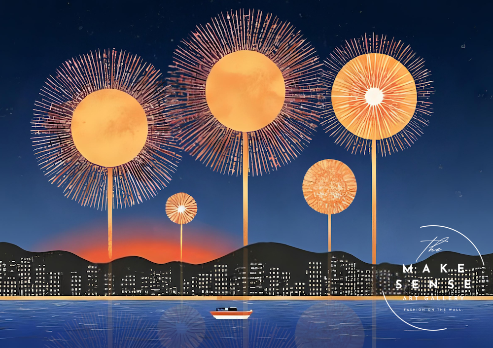 花火 夏の思い出 夜空 都会 夜景 夏 情景 幻想的 幻想的 夜景