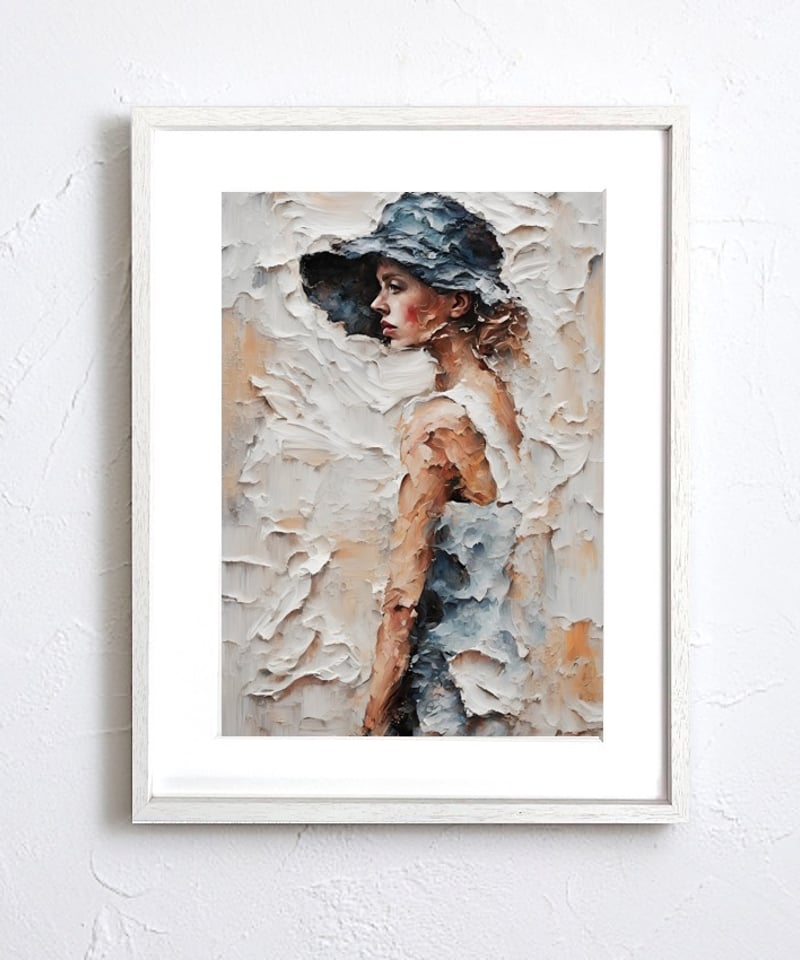Serene｜静けさを纏う少女の油絵風アートポスター｜北欧ミニマルに