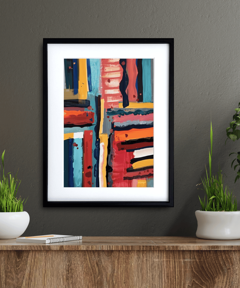 Color Symphony｜赤・青・黄が奏でる抽象アートポスター｜色彩のリズム