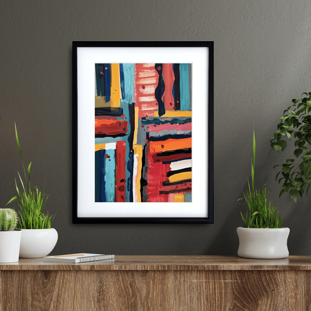 Color Symphony｜赤・青・黄が奏でる抽象アートポスター｜色彩のリズム