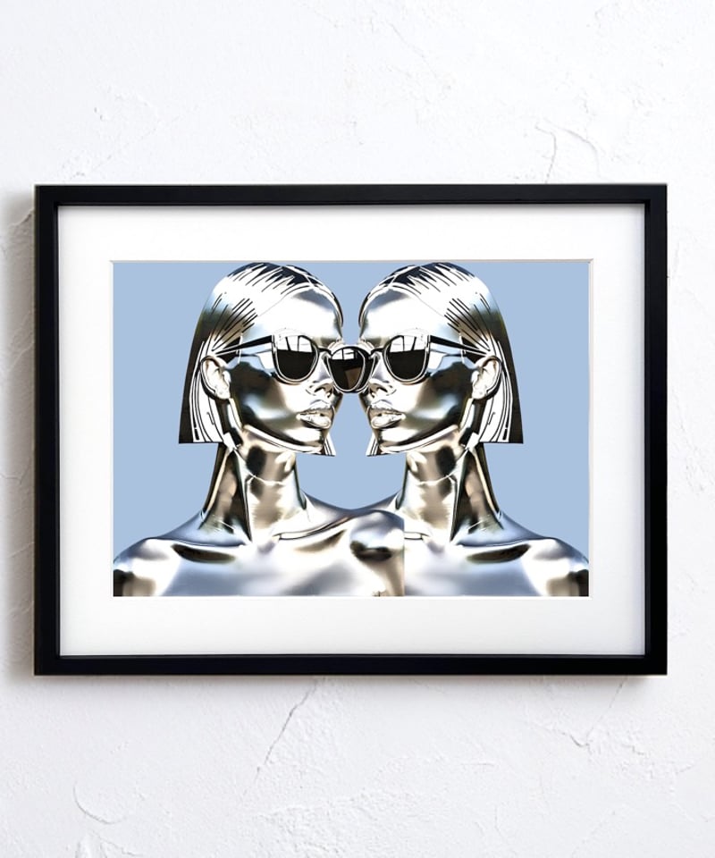 【現代アート】絵画 女性シルエットポスター BIG SIZE ゴールドフレーム付 楽天市場】初売り！P8倍 アートポスター フレーム付 アートパネル 60