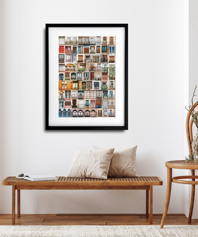 窓越しの世界 バルコニー コラージュ ユニーク レトロ ヴィンテージ