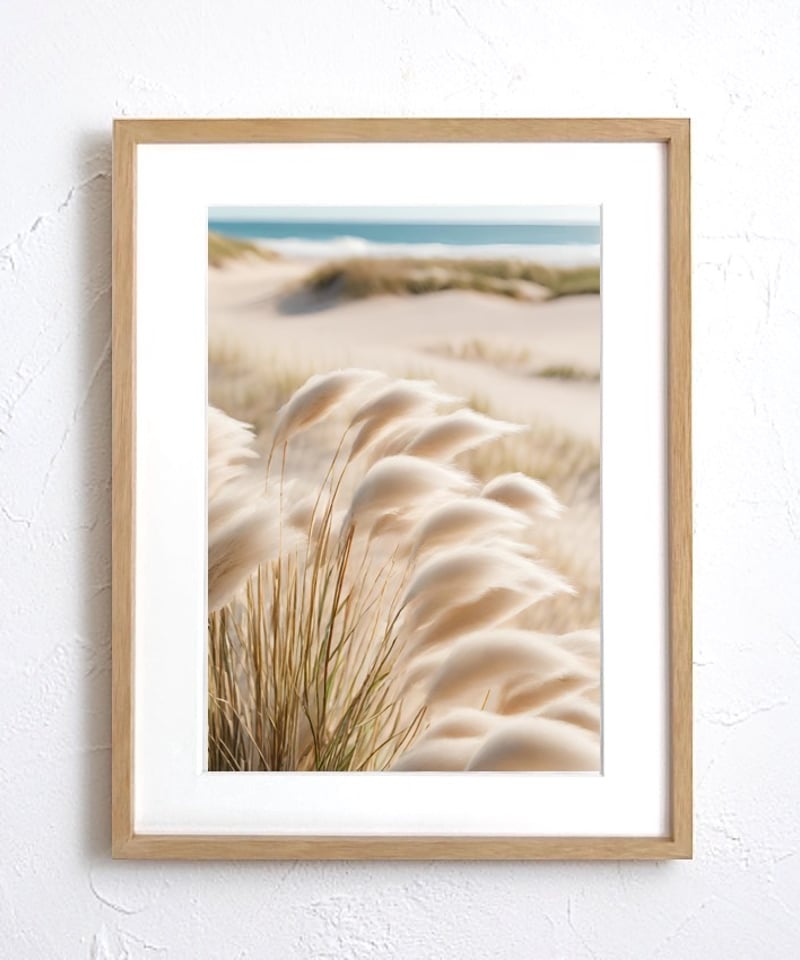 Moments｜北欧ボタニカルアートポスター｜砂浜とススキが描く静かな