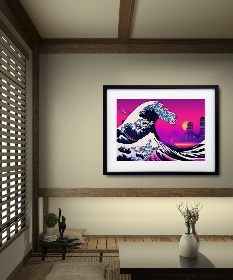 The Great Wave 現代風浮世絵 神奈川沖浪裏 和モダン 海 都会