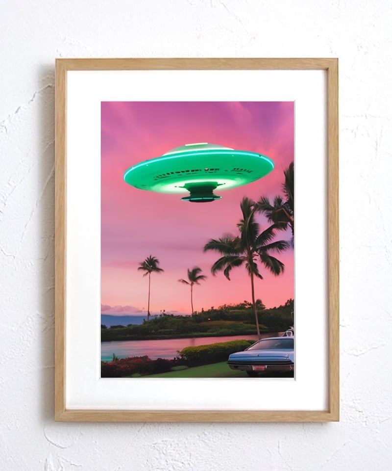 UFO travel｜旅するUFOを描いたユニークで神秘的なアートポスター