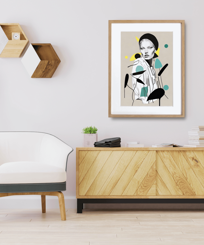 Day dreaming｜北欧モノクロ×繊細カラーの女性シルエットアート