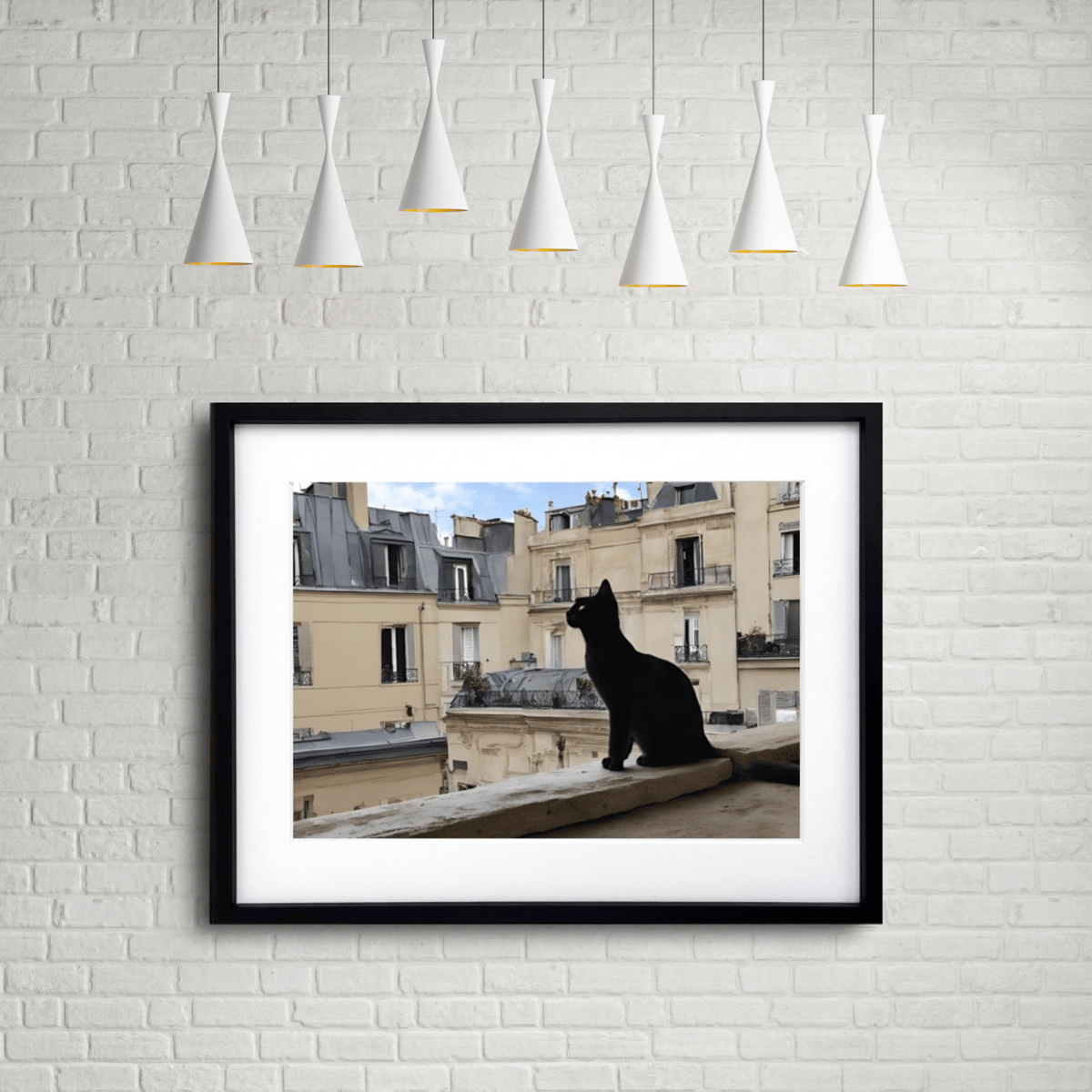 シャノワール｜パリの黒猫を描くエレガントアートポスター｜木製額縁