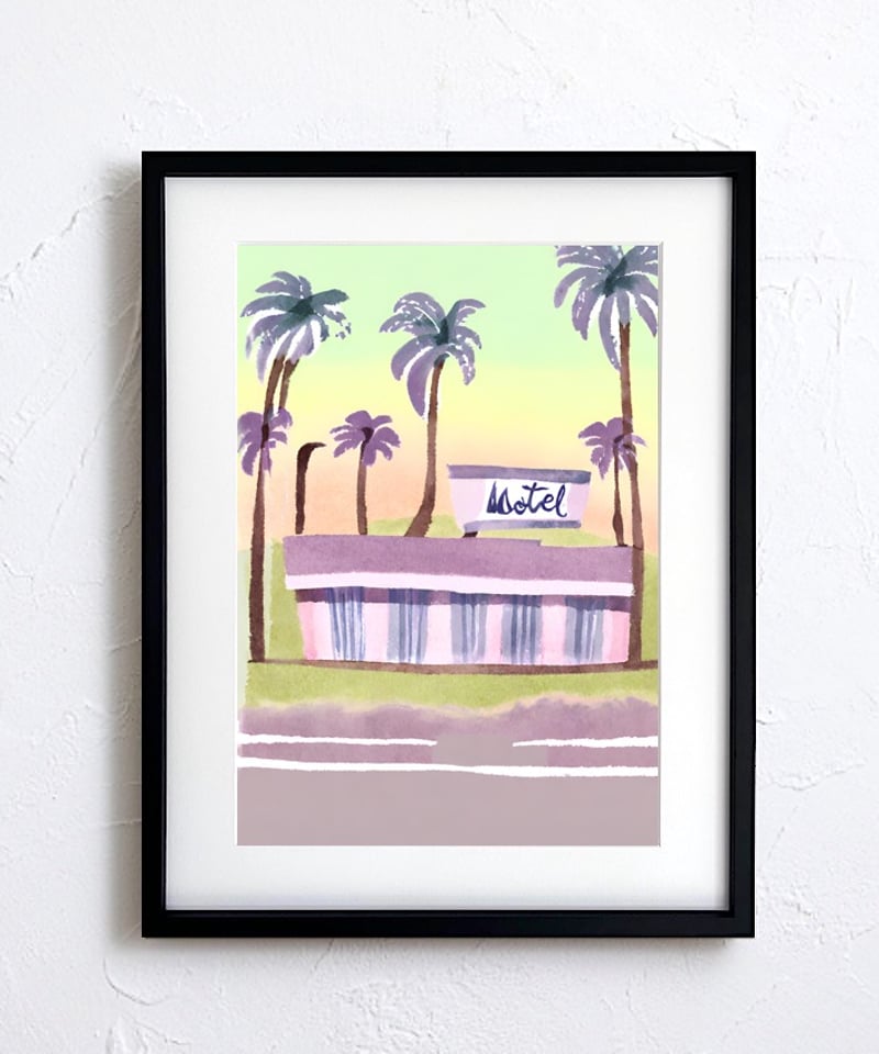 Motel｜カラフル×レトロのカリフォルニアドローイングアートポスター