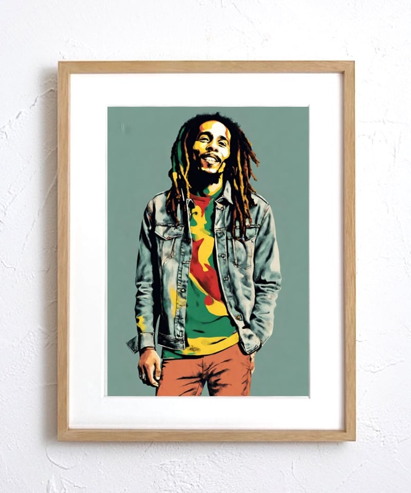 レゲエ界の神様ボブ・マーリーを描いた『ONE LOVE』。A4〜A2額縁
