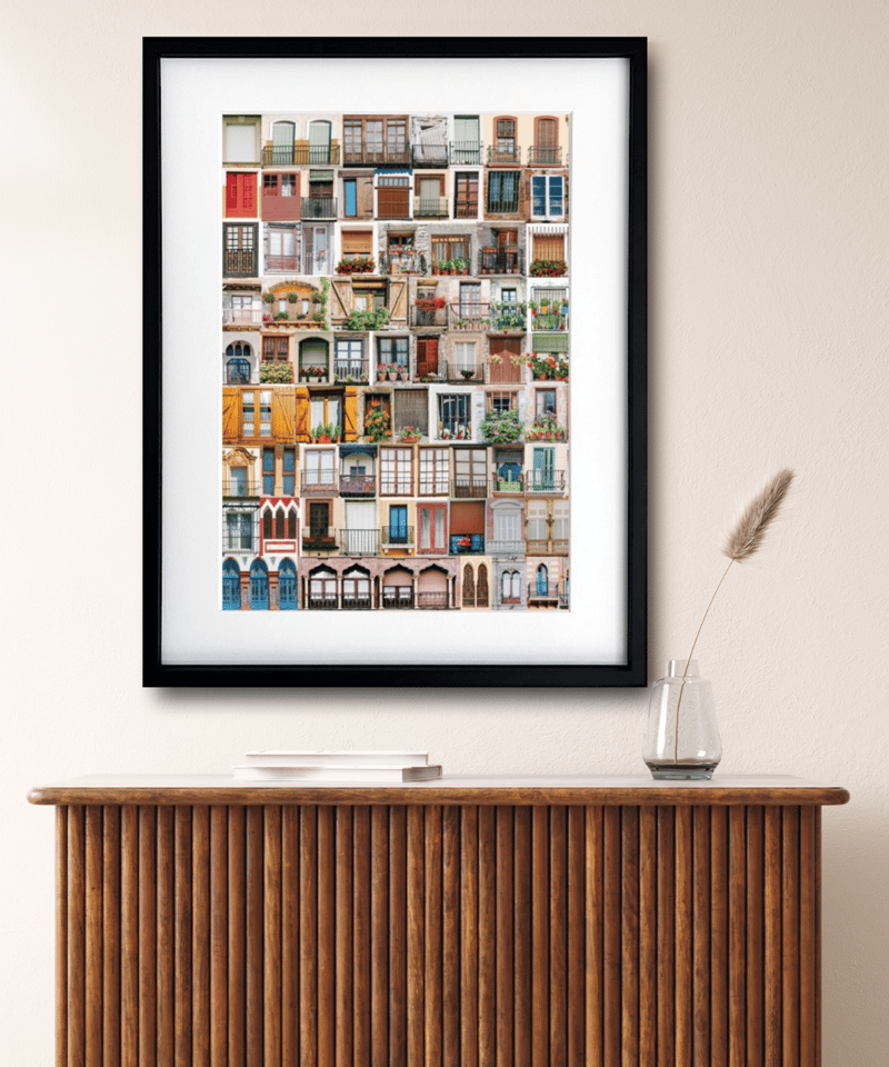 窓越しの世界 バルコニー コラージュ ユニーク レトロ ヴィンテージ