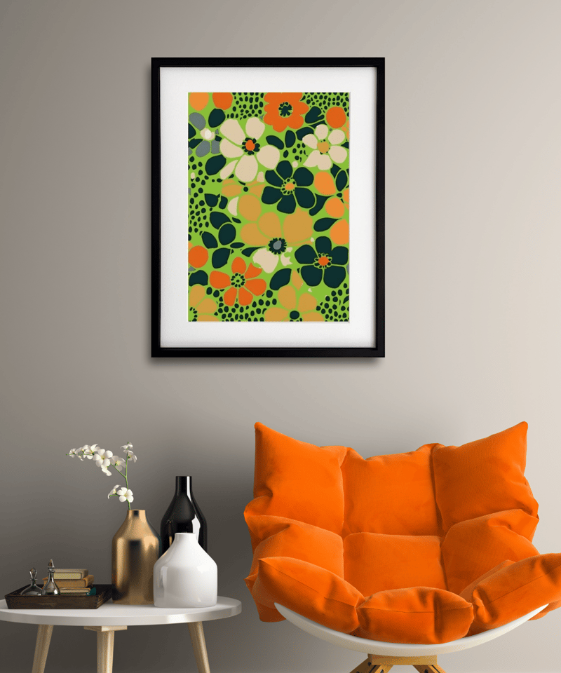 Blooming Pop｜ビビッドカラーが弾ける花柄モダンアートポスター｜北欧