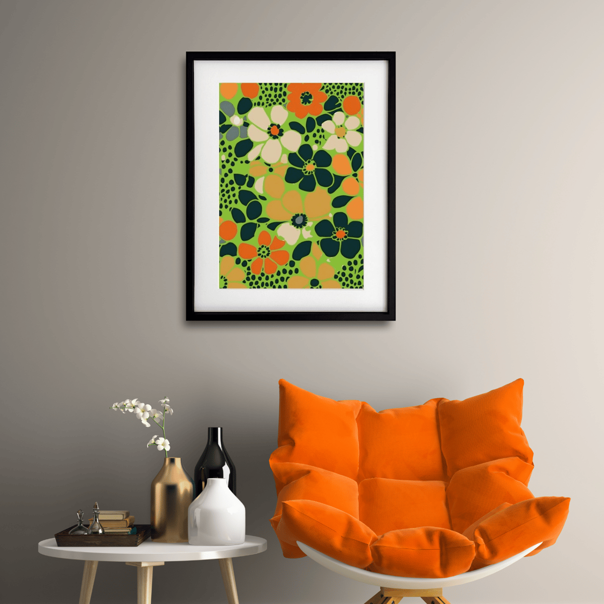 Blooming Pop｜ビビッドカラーが弾ける花柄モダンアートポスター｜北欧