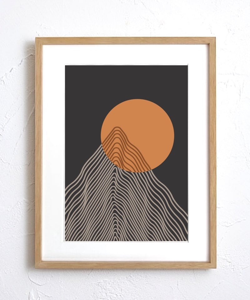 Precise｜太陽と山をレトロに描いたボヘミアンミニマルアートポスター