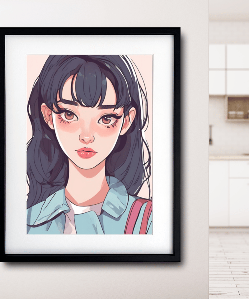 Long Hair Girl｜ロングヘアの少女を描いたレトロポップアートポスター