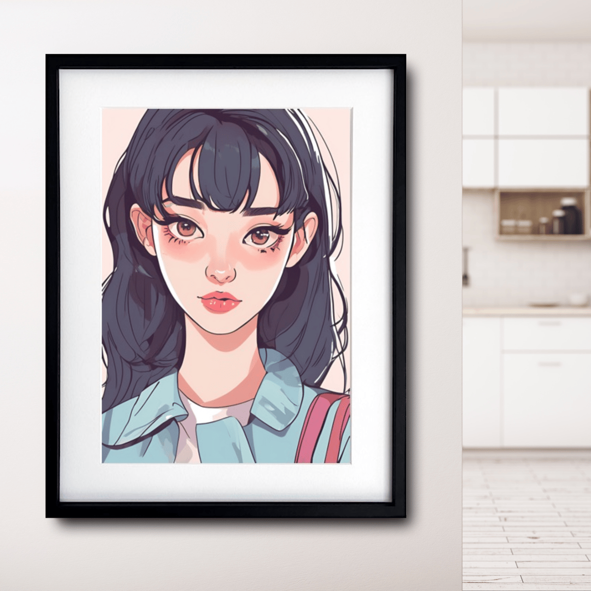 Long Hair Girl｜ロングヘアの少女を描いたレトロポップアートポスター