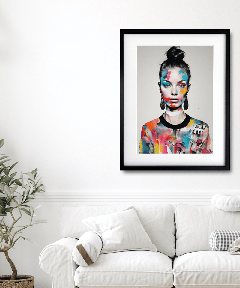 Colorful｜女性肖像をカラフルに描いたアブストラクトアートポスター