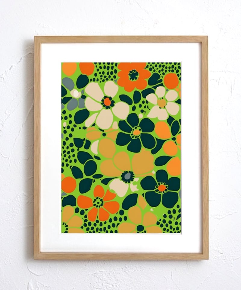 Blooming Pop｜ビビッドカラーが弾ける花柄モダンアートポスター｜北欧