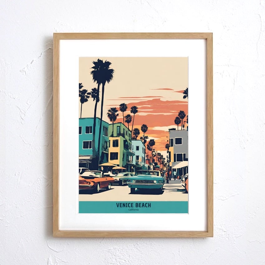 な 絵画カリフォルニアビンテージアート Santa Monica｜カリフォルニアの陽射しを感じるアメリカンヴィンテージ