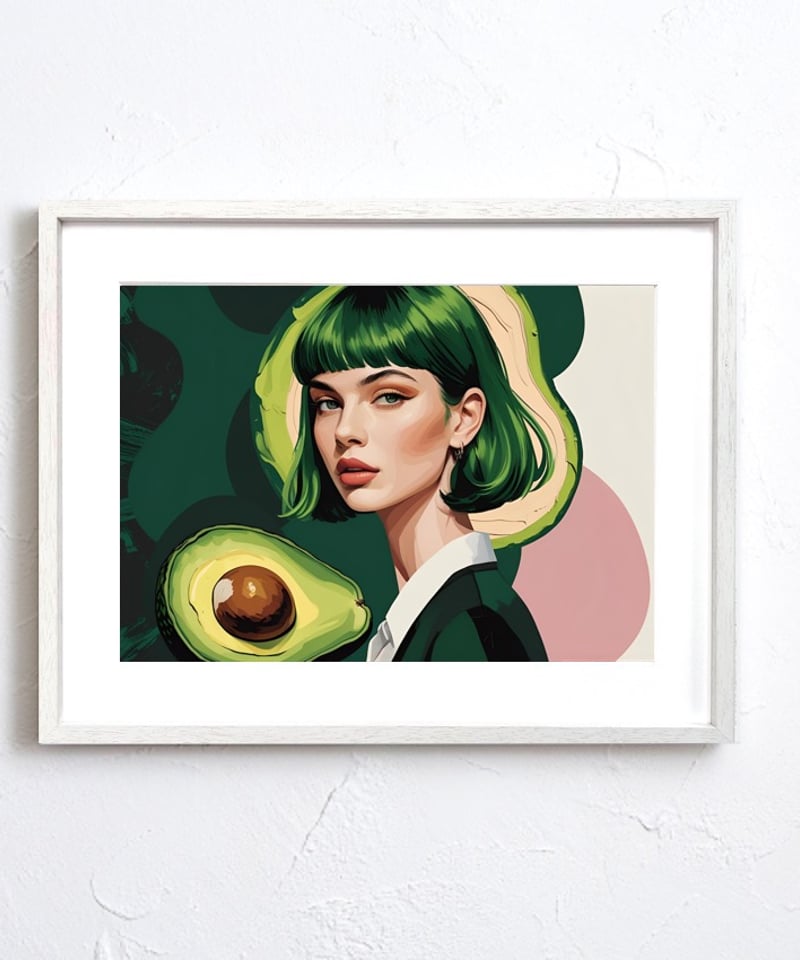 Avocado Girl｜ポップでシュールなアボカド×女性アートポスター