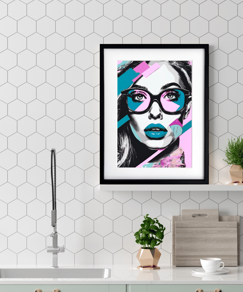 Galactic｜女性肖像×アブストラクトの都会的アートポスター｜くすみ